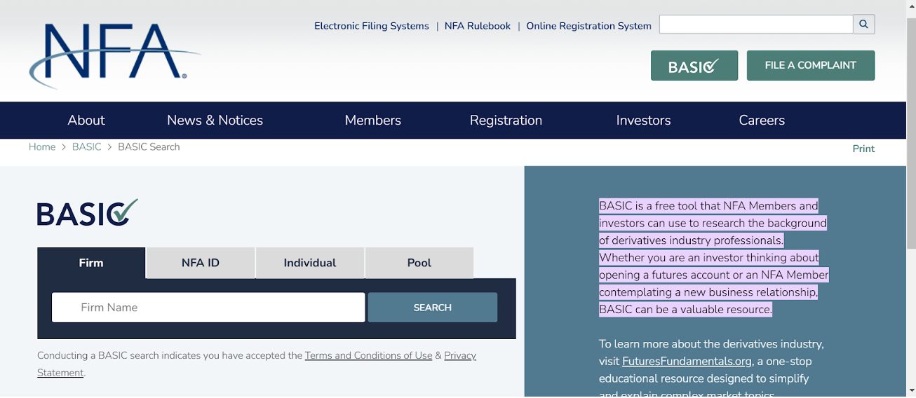 Entering OANDA broker details to check for CFTC authorization