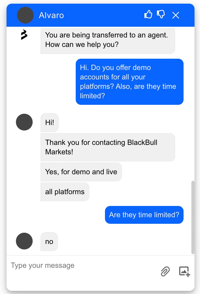 Live chat conversation with Blackbull Markets