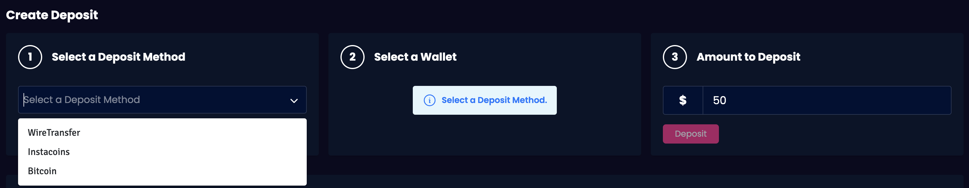 Making a deposit on EagleFX platform