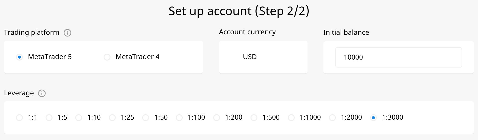 Configuring an FBS trading account