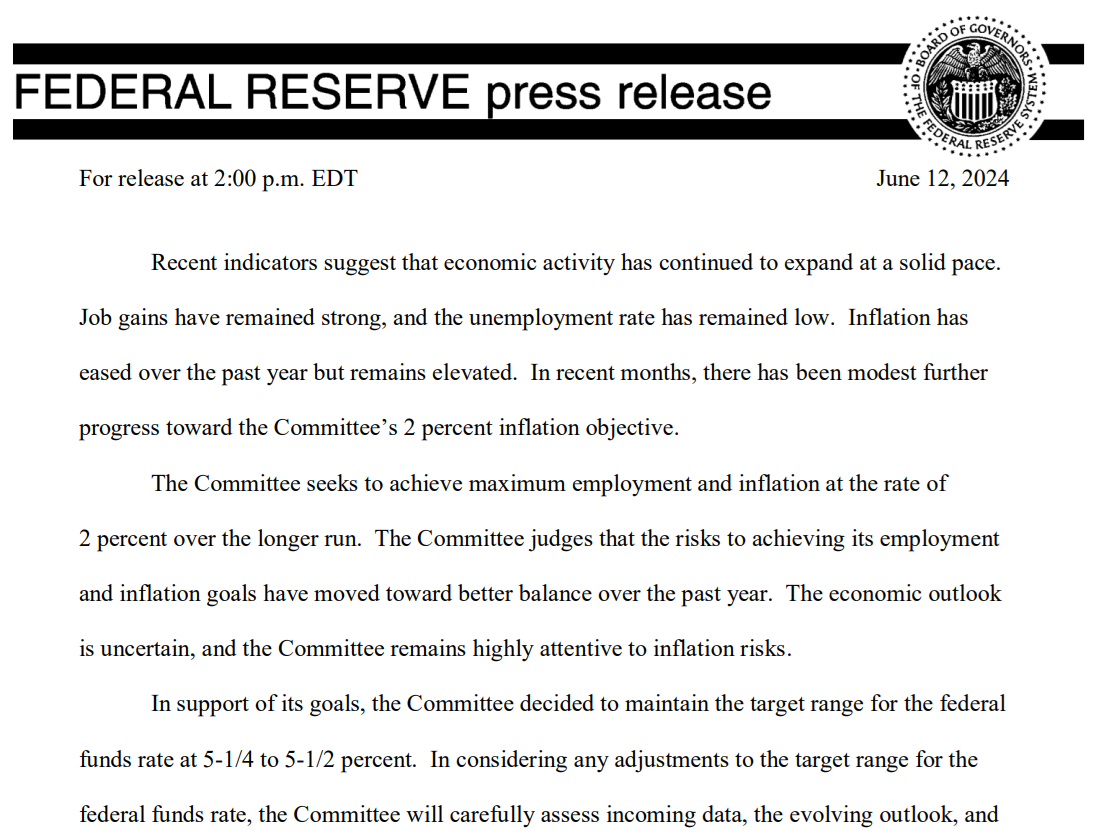 A Federal Reserve rate announcement release