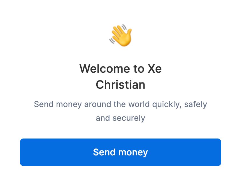 Account opened message at XE.com