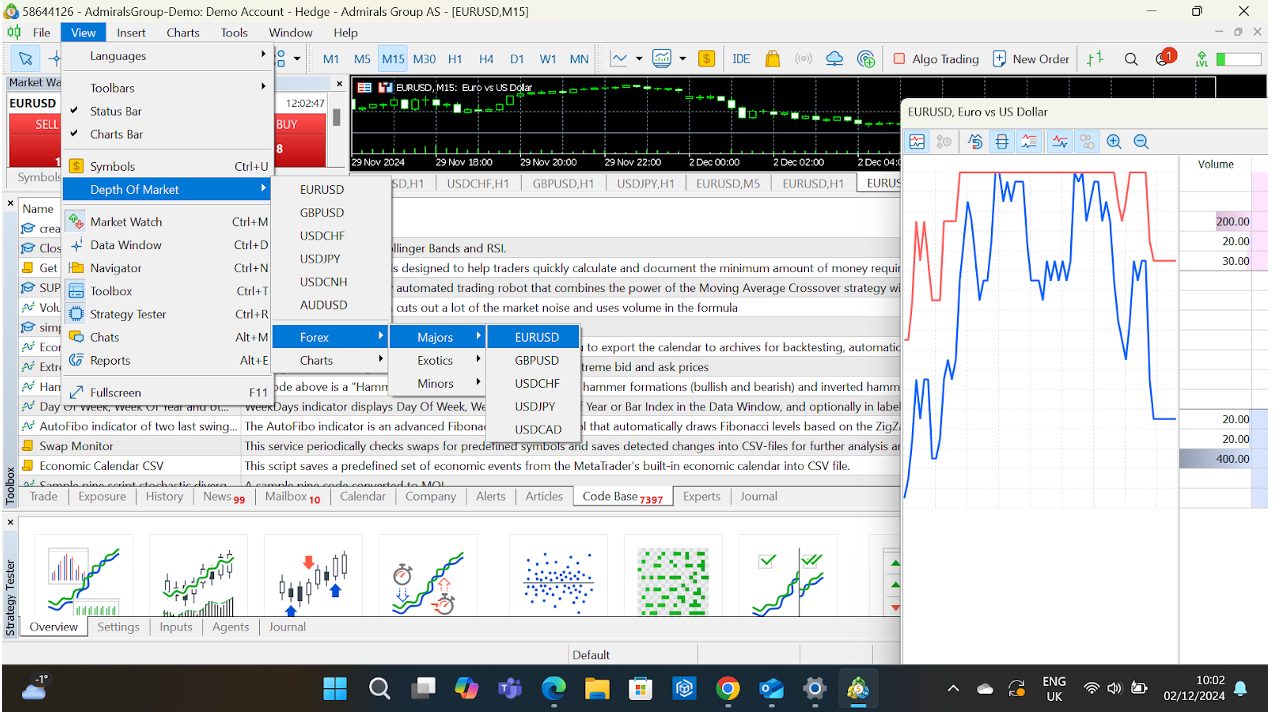 Looking at forex DoM on MT5 software