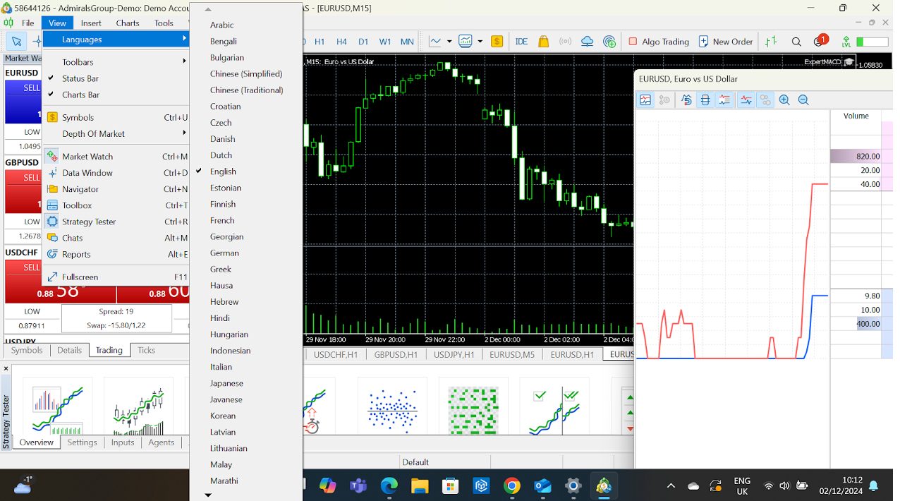 Changing language settings on metaTrader 5