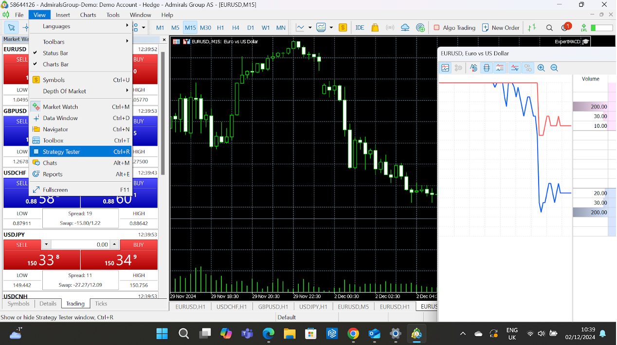 Opening Strategy Tester on a broker's MT5 terminal