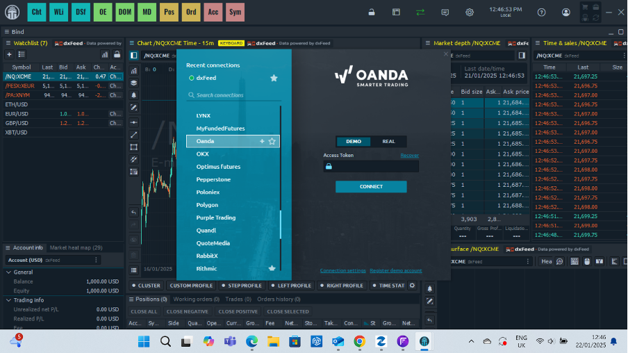 Connecting Quantower to OANDA broker