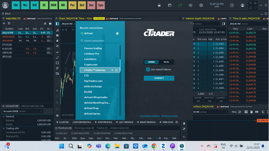 Connecting Quantower to cTrader software