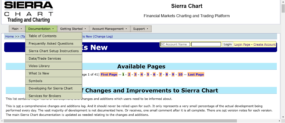 Sierra Chart important documentation