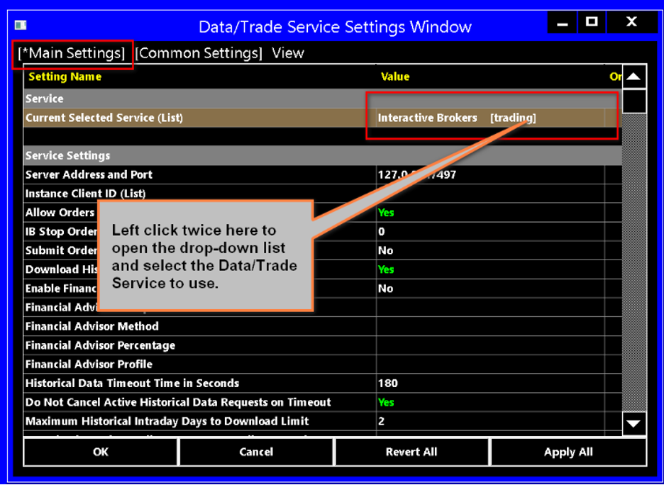 Configuring exchange data feed in Sierra Chart software