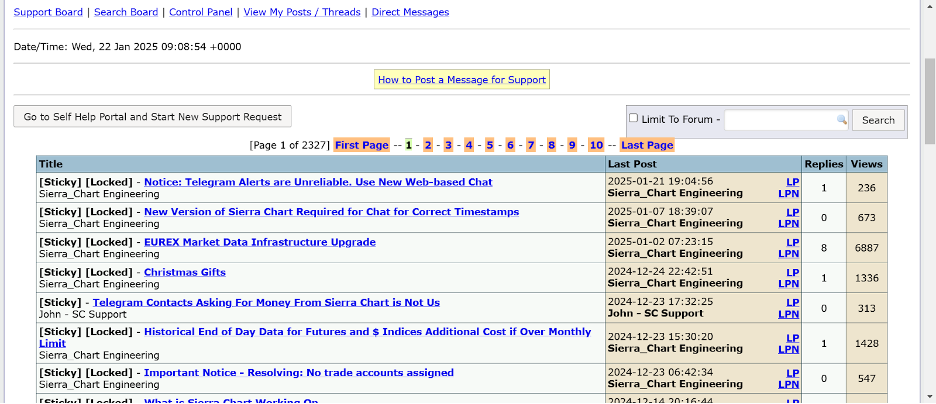 Sierra Chart community support forum