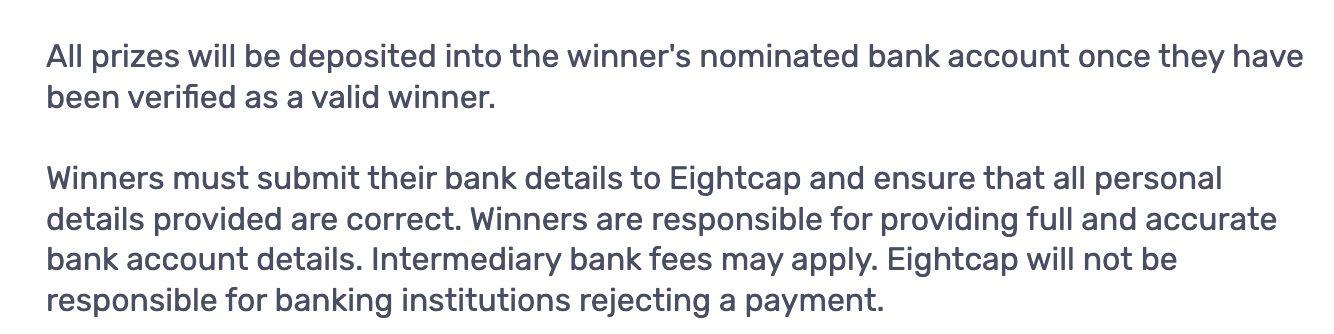 Info on payouts from Eightcap demo competition rules